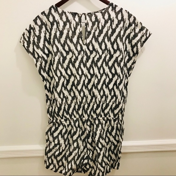 J. Crew Ikat Tie Waist Romper Small black white linen - Picture 3 of 11